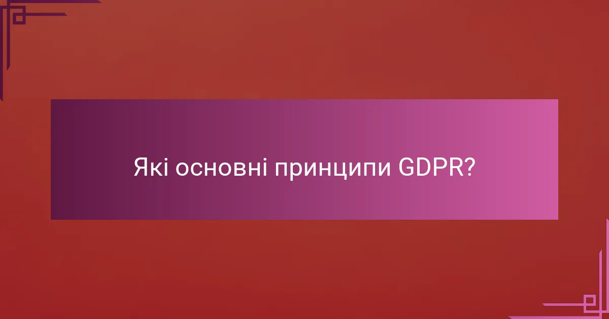 Які основні принципи GDPR?
